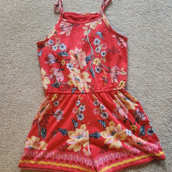🌼 Mudd Rusty Red Floral Romper – Size XL (14), Adjustable Straps & Lace Detail - Picture 7 of 7